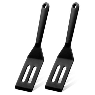 Imagem de Conjunto de espátula de brownie de silicone, resistente ao calor, espátula antiaderente para ovos, crepe, bife, pizza (2, preto (conjunto C))