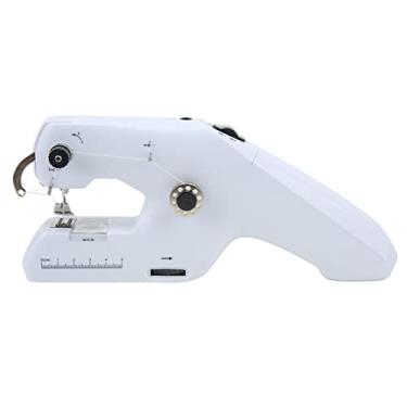 Imagem de Máquina de costura portátil, mini máquina de costura elétrica portátil de linha dupla para iniciantes, dispositivo de costura portátil para roupas de tecido, artesanato doméstico faça você mesmo