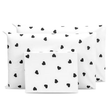 Imagem de Jogo de Lençol Queen 3 peças Estampado c/Ponto Palito Percal 180 fios - 40 CM DE ALTURA (CORA)