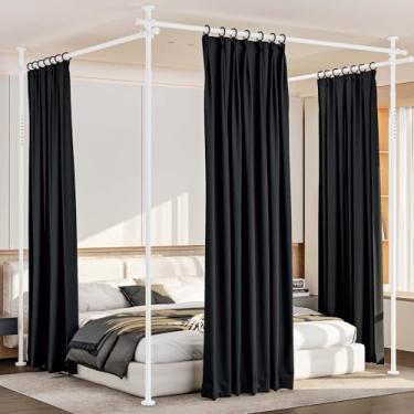 Imagem de Divisor de quarto grande (71 a 530 cm) varões de cortina largos sem perfuração, divisor de parede de 10 a 3 m, suporte ajustável para divisória de sala, separador de painel de privacidade temporária