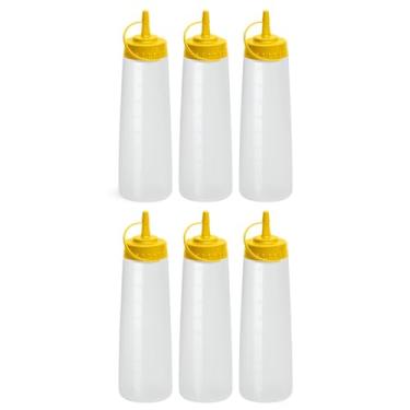 Imagem de Kit Bisnaga Flexível 500ml Prática E Resistente Ketchup Maionese Mostarda Restaurante (6, Amarelo)