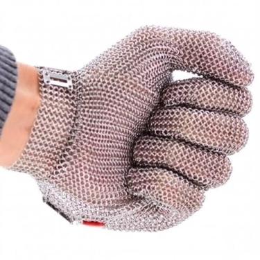 Imagem de Luva Malha de Aço Leal Proteção Contra Cortes Aço Inox CA 12203 Ambidestra Açougueiro Anti-Corte (PP)