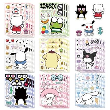 Imagem de 24 Sheets 5.8”x4.4” DIY Make a Face Sanrio Stickers for Kids, Make Your Own Mixed & Matched with 8 Designed Characters(3 of Each) Sticker for Birthday Party Supplies Favors Class Reward (Sanrio)