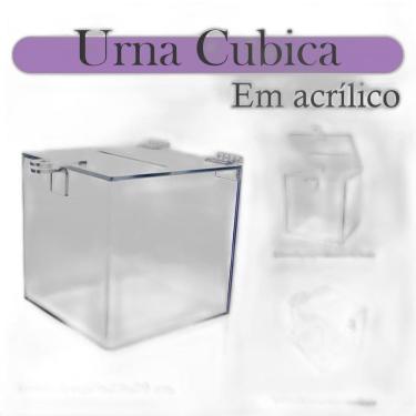 Imagem de Urna Acrílico Sorteio Caixa Sugestões Cubo 30 Cm X 30 Cm