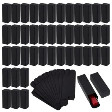 Imagem de PH PandaHall 50 caixas de batom de papel kraft, caixas de embalagem de frasco de batom de óleo de 2,8 x 2,8 x 8,6 cm, caixa de embalagem preta de óleo essencial para brilho labial, organizador de