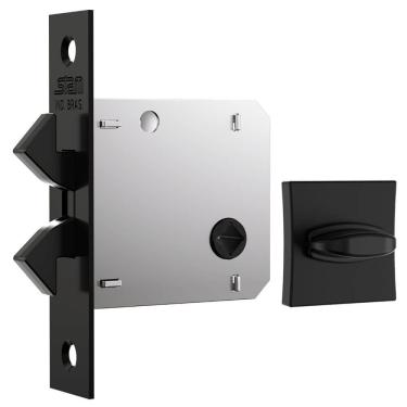 Imagem de Fechadura Biel 1006s com Roseta Quadrada Classic Black para Banheiro - 41489 - STAM