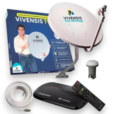 Imagem de Kit Antena Parabólica 60cm com 1 Receptor Vx10 com Cabo 15M + Lnbf Simples