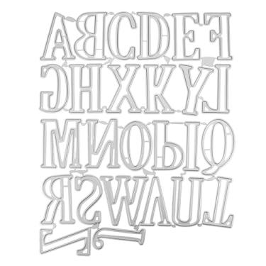 Imagem de Conjunto de moldes de alfabeto de 5 cm – 26 moldes de corte de metal com letras maiúsculas, estênceis de gravação duráveis para álbuns, fabricação de cartões, artesanato em papel, álbum, modelo de