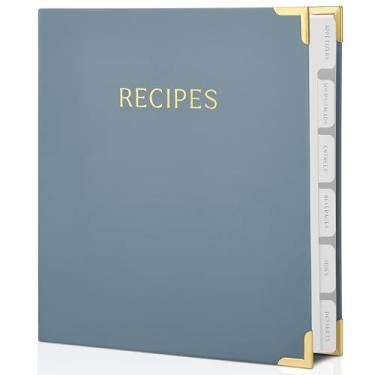 Imagem de Fichário de receitas estéticas com capa à prova d'água - O livro de receitas perfeito com mangas de plástico para escrever em suas próprias receitas - Fichário de livro de receitas em branco de