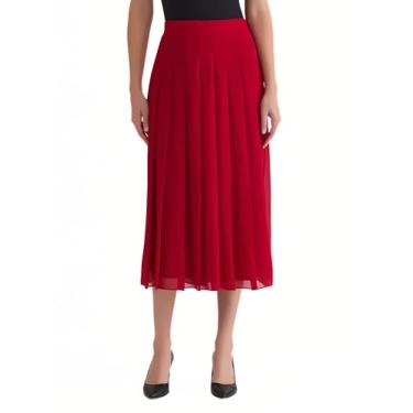 Imagem de Kasper Saia midi feminina plissada frontal, Vermelho fogo, GG