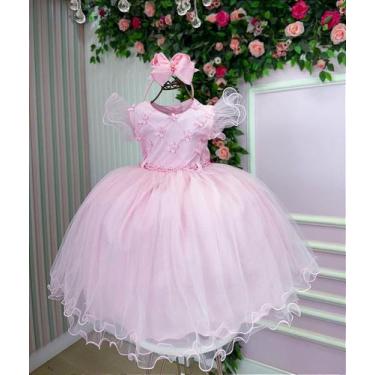 Imagem de Vestido Rosa Jardim Encantado para Bebê - Tecido Tafetá - Fabuloso Ate