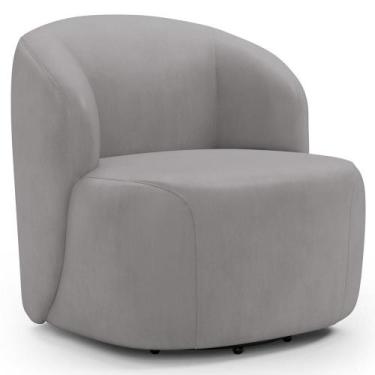 Imagem de Poltrona Giratória Orgânica Para Sala Living Heidy F04 Veludo Cinza - 