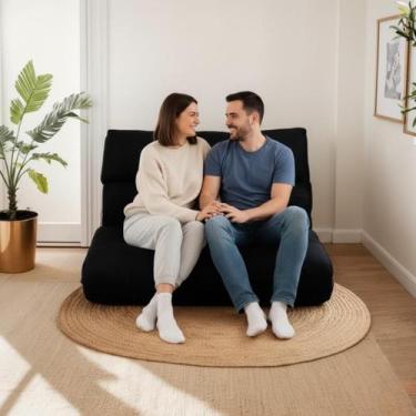 Imagem de Futon Casal 2 Lugares Espuma hiper Soft Sofá Cama Reclinável Tecido Su