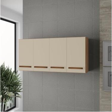 Imagem de Armário Aéreo de Cozinha 120cm 4 Portas Mara Savana/Off White - Moblis