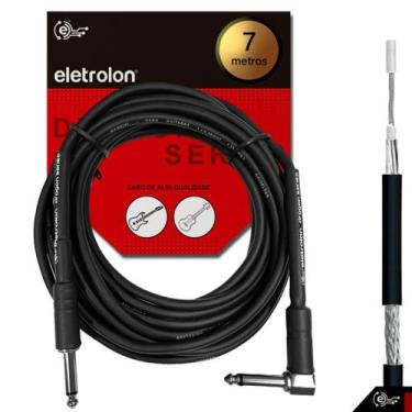 Imagem de Cabo P10 P10 Mono 90 Graus Violão Guitarra Baixo 7m Metros - Eletrolon