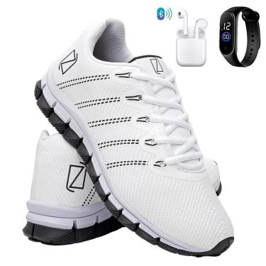Imagem de Tênis Masculino Para Corrida Academia Caminhada Confortável Super Leve com Fone e Relógio-Masculino