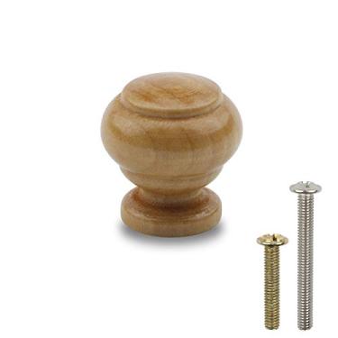 Imagem de Pxyelec 30 maçanetas redondas de madeira para armário, revestidas com verniz, puxadores de móveis, para cômoda, guarda-roupa, gavetas de armário (25 x 25 mm)