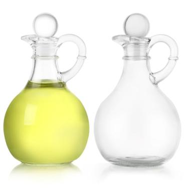 Imagem de MDLUU Galheteiros de óleo e vinagre de vidro transparente, dispensadores de molho para salada com tampas herméticas, conjunto de 2