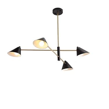 Imagem de Lustre moderno criativo cone metal sombra lustre meados do século ramo tubo pingente luz multi-cabeça ajustável pendurado teto luminária para sala de jantar quarto fazenda restaurante (taman