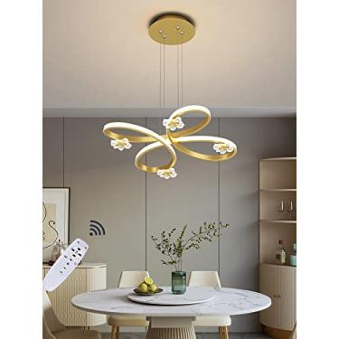 Imagem de Luminária pendente de mesa de jantar LED, luminária pendente moderna para sala de jantar, luminária suspensa com controle remoto, luminária de teto LED regulável, altura da lâmpada ajustável