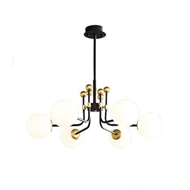 Imagem de Abajur moderno com bola de vidro branca e molécula de feijão, luminária pendente criativa para quarto, sala de jantar, cozinha - preto e dourado 61 * 30 cm (branco 61 *