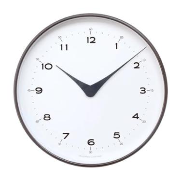 Imagem de Relógio de parede simples de madeira maciça silencioso relógio de sala de estar com sensação de alta qualidade, relógio de parede de cor nogueira de luxo claro, adequado para salas de estar