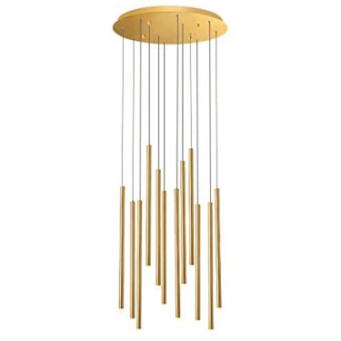 Imagem de Lustre moderno tubo longo giratório moderno led pingente luz, ajustável grande lâmpada pendurada teto luminária para casa sala de estar sala de jantar escada entrada