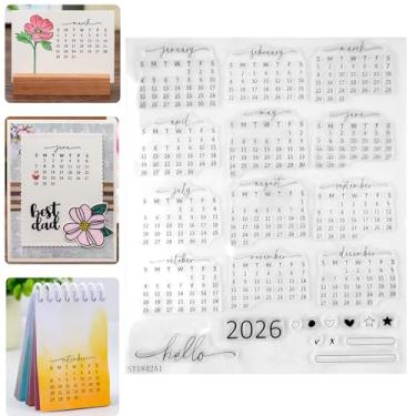 Imagem de Briartw 2026 Calendar Clear Stamp Set, 12 Months Planning Stamps with Hello & Symbols,Transparent Planner Stamps for Journaling, Scrapbooking, Bullet Journal Supplies