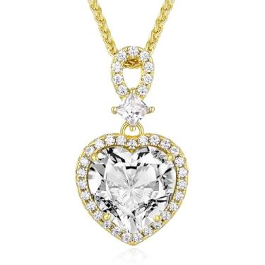 Imagem de KRZ Colar de coração para mulheres, prata esterlina 925 com joias banhadas a ouro para esposa, aniversário, Natal, presente de aniversário para esposa, namorada, mãe, presente de Dia das Mães, Banhado