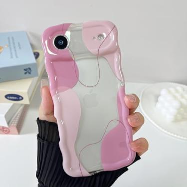 Imagem de DEFBSC Capa para iPhone Air, linda capa de telefone com estampa de arte ondulada transparente para mulheres e meninas, capa protetora durável com moldura ondulada, proteção total para câmera para