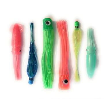 Imagem de (Pacote com 6) Kit de iscas de pesca para lulas de água salgada. Iscas de pesca Atum Wahoo Golfinho Mahi Faça suas próprias plataformas personalizadas de cavala, correntes de margarida, equipamentos