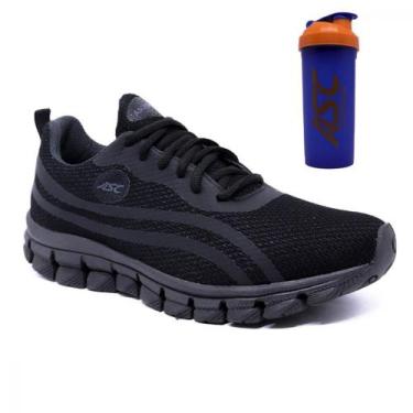 Imagem de Kit Tenis Esportivo Preto Academia Corrida Caminhada Amortecimento + C