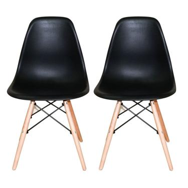 Imagem de Conjunto 2 Cadeiras Eames PP Preto Base Madeira