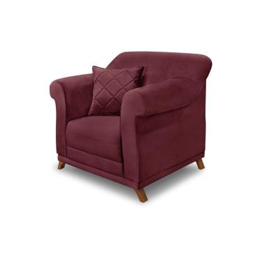 Imagem de Poltrona Decorativa com 1 Almofada Armstrong Veludo Vinho  - Gran Belo