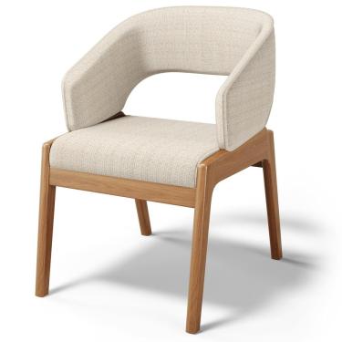 Imagem de Cadeira de Jantar e Estar Living Estofada Lince L02 Linho Palha - Lyam Decor