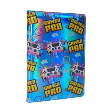 Imagem de Caderno Escolar Gamer Metalizado A5 com 80 Folhas Pautadas e Estampa Exclusiva Polibrinq