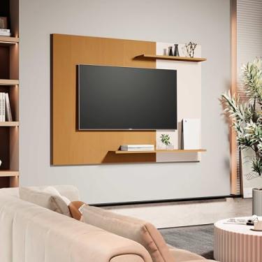 Imagem de Painel para TV Moderno com Nichos e Prateleiras, Design Clean, Suspenso, para TV até 55 Polegadas, Sala de Estar (NATURE/OFF)
