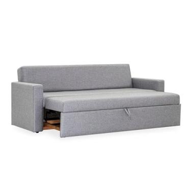 Imagem de Sofá-cama 3 Lugares Herval Versato, Linho Cinza, 218 cm