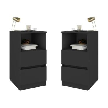 Imagem de Kit 2 Mesas de Cabeceira 38,5cm 2 Gavetas Multimóveis Mp4501 Preto
