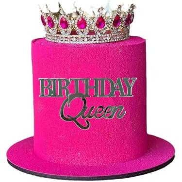 Imagem de LZGXZF 1 peça de topo de bolo de aniversário rainha topo de bolo de feliz aniversário rainha prata decoração de bolo de aniversário para casamento aniversário noivado chá de panela decorações