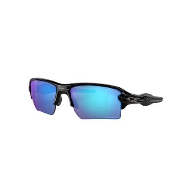 Imagem de Oakley Óculos de sol retangulares Flak 2.0 XL OO9188 | Pacote com kit de limpeza e bolsa de microfibra branca, Preto polido / Prizm safira polarizada