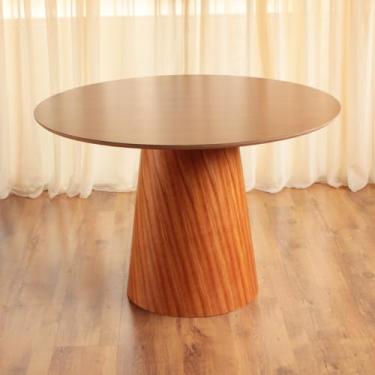 Imagem de Mesa de Jantar Redonda Base Cone e Tampo Amadeirado Para Refeições - Lyon (88 CM)
