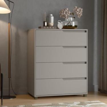 Imagem de Cômoda 4 Gavetas Viena Cinza Claro Mdf Casamia