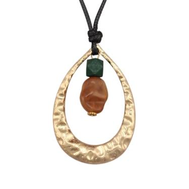 Imagem de JAOYU Colares boêmios para mulheres, colar de couro, pingente de madeira, gargantilha longa, marrom, círculo, boho, joia hippie, Couro sintético, Sem Pedra Preciosa