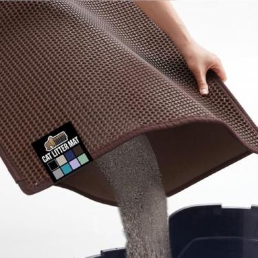 Imagem de Gorilla Grip Tapete de areia para gatos em favo de mel, tapetes de lixo com duas camadas, macio nas patas, suprimentos e itens essenciais para caixa interna, armadilha de alimentação, resistente à