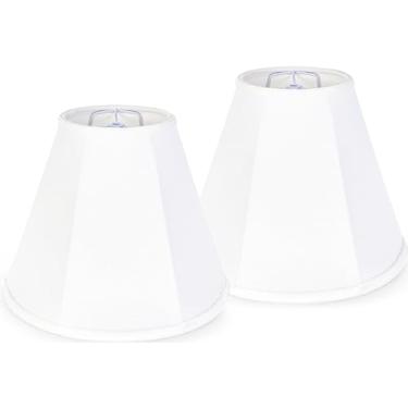 Imagem de Set of 2 White Bell Lamp Shades 5.9" Top x 13.4" Bottom x 10.6" High Traditional Linen Lamp Shade for Table & Floor Lamps - Hand Crafted - Spider Fitter - Replacement Lampshade By GO&SO