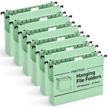Imagem de Pastas de arquivo de plástico com capacidade extra, pacote com 12 pastas suspensas reforçadas, expansão de 5 cm, tamanho carta para arquivos em massa/gráficos médicos (verde sálvia)