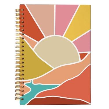 Imagem de NEGIGA Caderno Boho, Diário Boho, Presentes Boho para Mulheres, Material de Escritório Boho, Caderno Espiral Boho Colorido Sol Sol Montanha 5,5 x 8,3