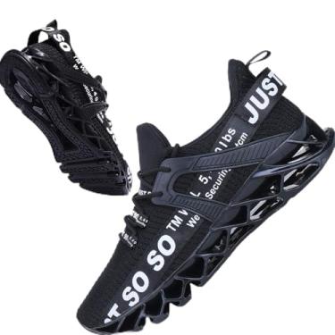 Imagem de Tênis masculino JSLEAP tipo lâmina antiderrapante para corrida, 1black White, 11
