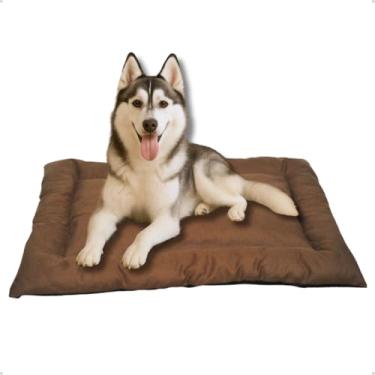 Imagem de Cama Caminha Colchonete Marrom Grande 100x70cm para Cachorro e Gato de Suede Lavável Almofada Pet Macia Confortável